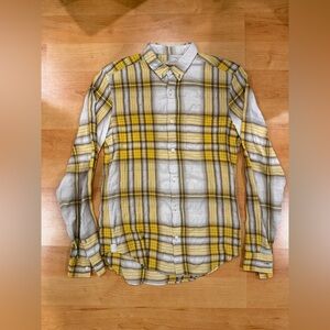 Burberry Yellow and Gray Plaid Dress Shirt